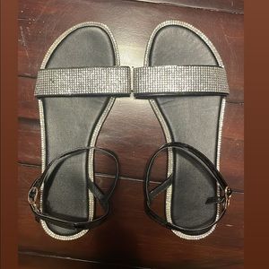 Black Crystal Sandals, Amazon, Size 7.5